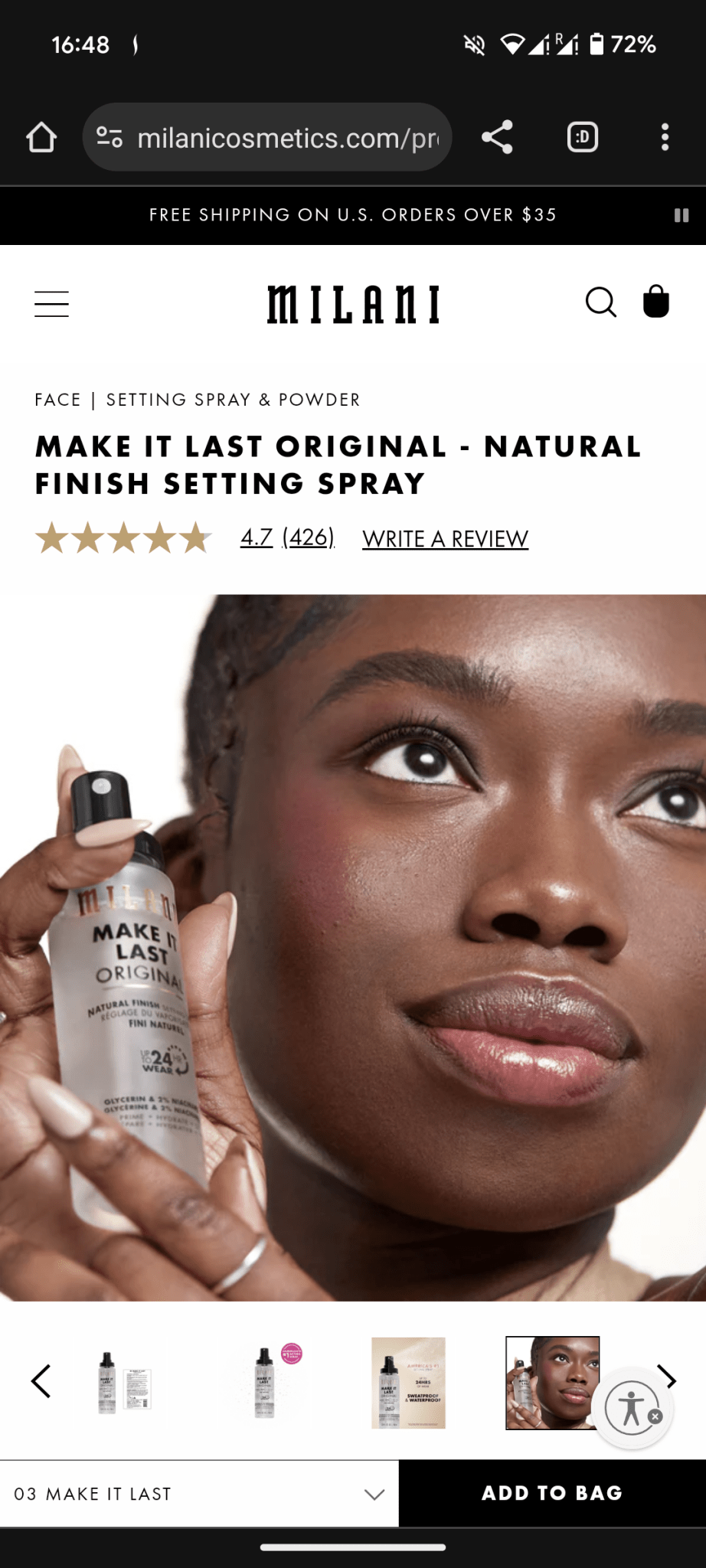 Milani MAKE IT LAST ORIGINAL - NATURAL FINISH SETTING SPRAY 60ml - Zin Beauty Shop - Zine Beauty Shop