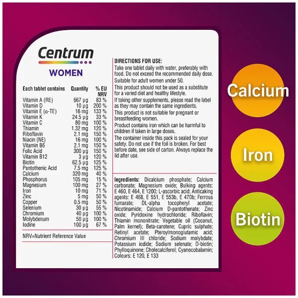 Centrum Women Multivitamins And Minerals, 30 Tablets (03/2028) - Zin Beauty Shop - Zine Beauty Shop