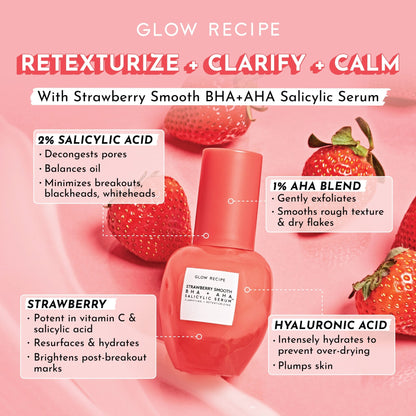 Glow Recipe Strawberry Smooth BHA+AHA Salicylic Serum 30ml - Zine Beauty Shop - Zine Beauty Shop