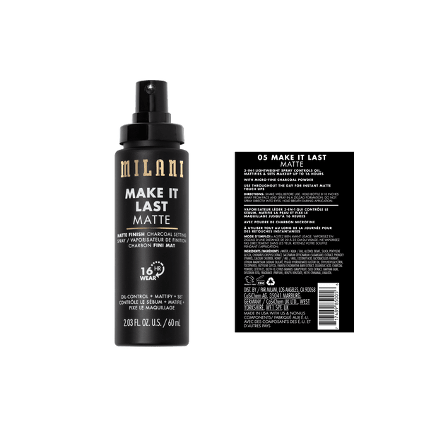 Milani Make It Last Matte - Matte Finish Charcoal Setting Spray 60ml - Zin Beauty Shop - Zine Beauty Shop