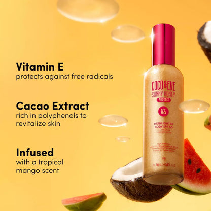 Coco & Eve Sunny Honey Protect Highlighter Body Lotion SPF50
