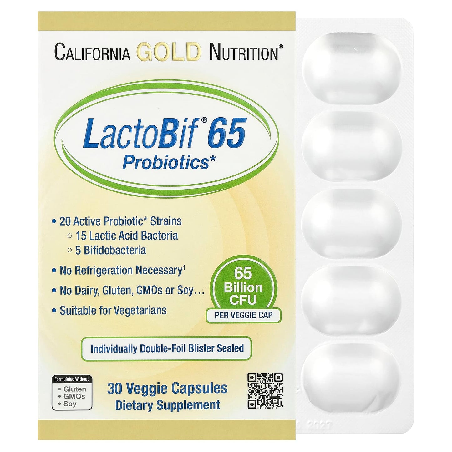 LactoBif 65 Probiotics, 30 Veggie Capsules