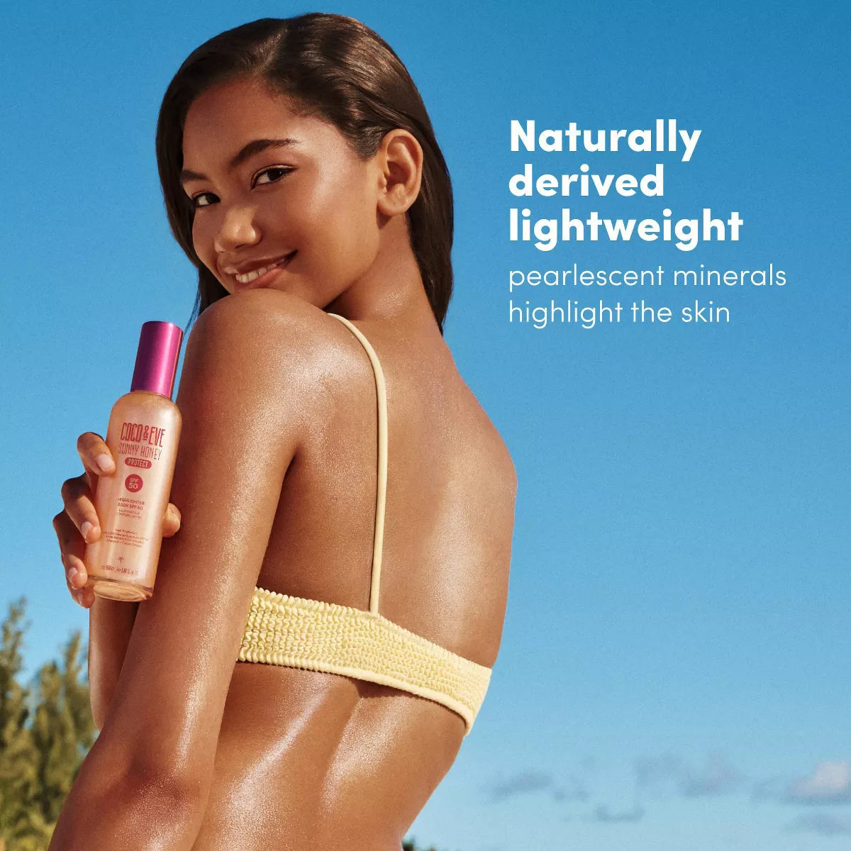 Coco & Eve Sunny Honey Protect Highlighter Body Lotion SPF50