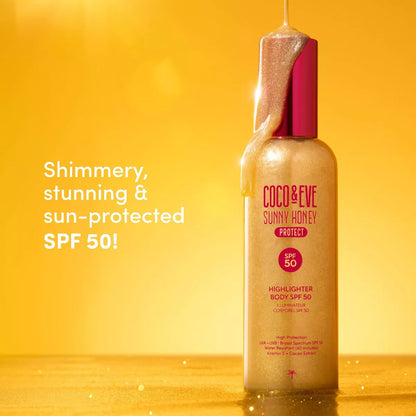 Coco & Eve Sunny Honey Protect Highlighter Body Lotion SPF50