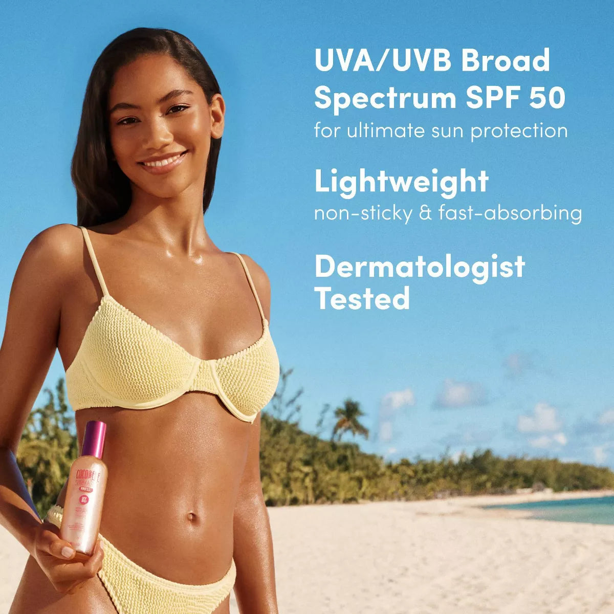 Coco & Eve Sunny Honey Protect Highlighter Body Lotion SPF50