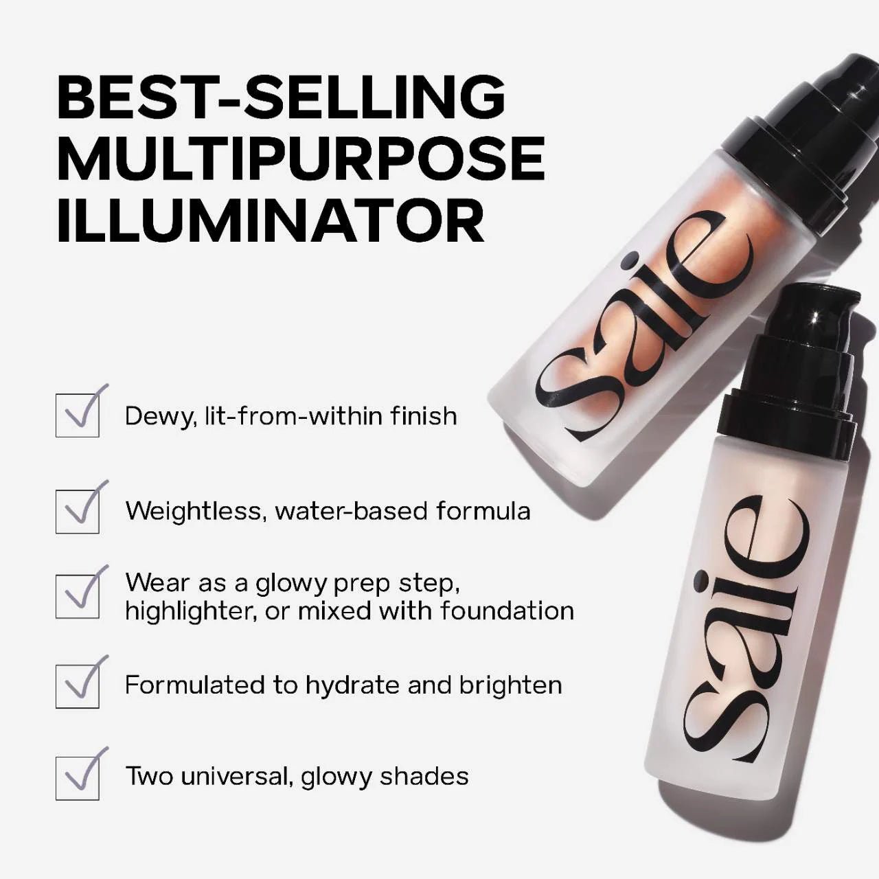 Saie Glowy Super Gel Lightweight Dewy Multipurpose Illuminator - Zin Beauty Shop - Zine Beauty Shop